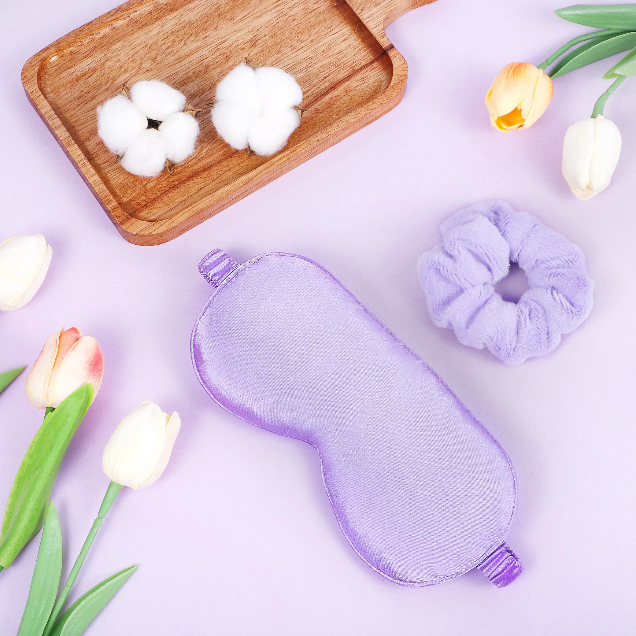 HAPFRJIN: antifaz-seda-lavanda, ayuda a dormir con suavidad y confort.