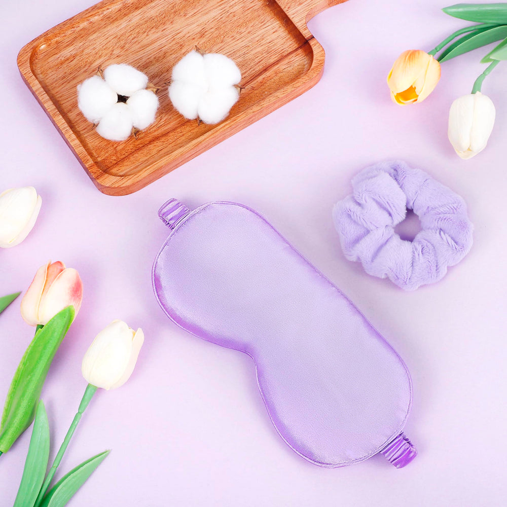 HAPFRJIN: antifaz-seda-lavanda, ayuda a dormir con suavidad y confort.