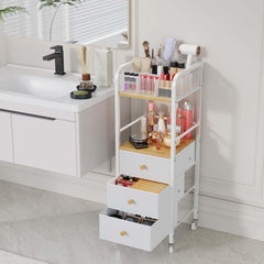 HapiRm Carrito organizador, divisiones superiores desmontables para brochas, labiales y perfumes.