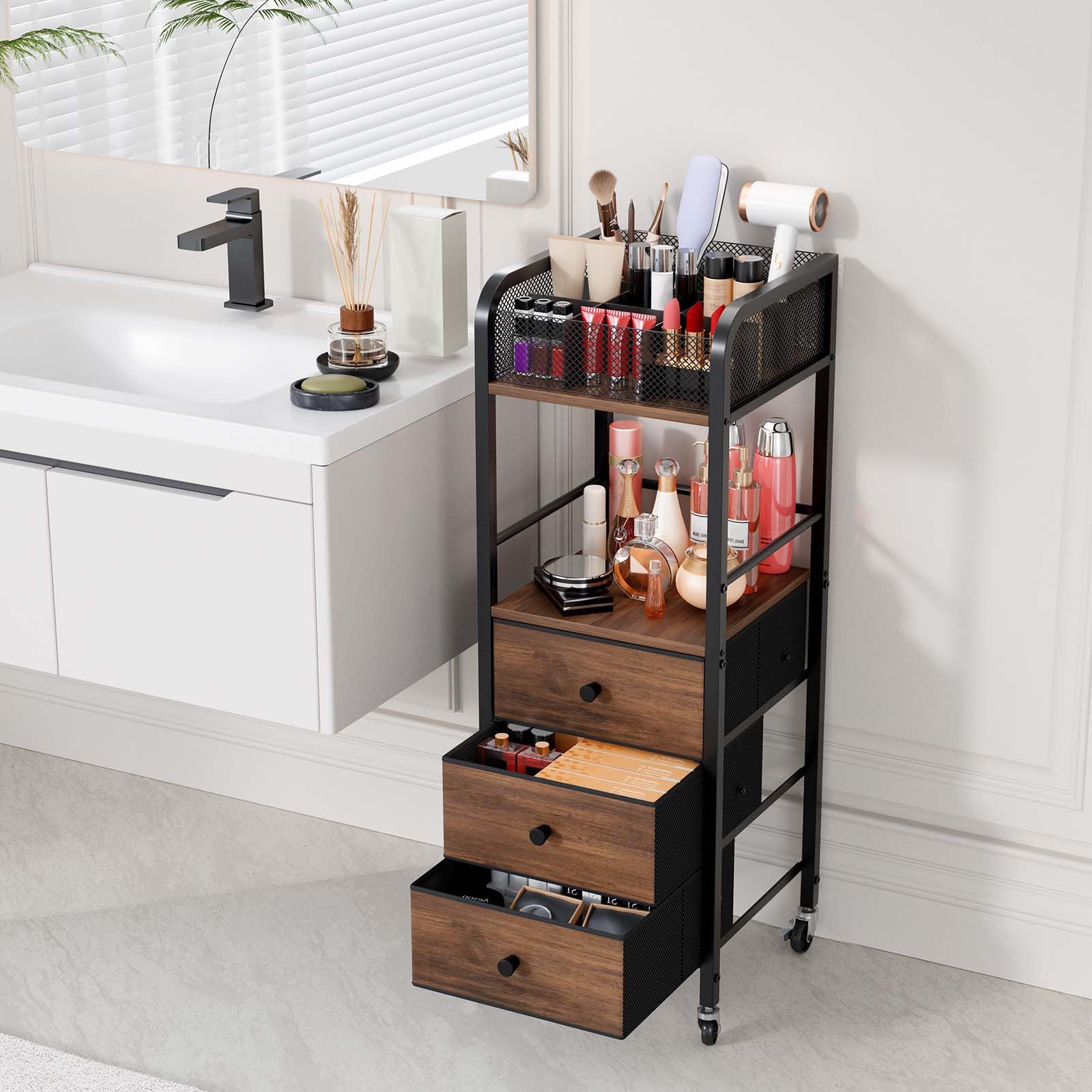 HapiRm organizador con 5 secciones para brochas, labiales y perfumes.
