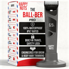 HAPPY NUTS Ballber Pro muestra diseño ergonómico de doble corte para zonas difíciles