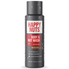 HAPPY NUTS Big Wood: botella clara para uso diario y limpieza refrescante.