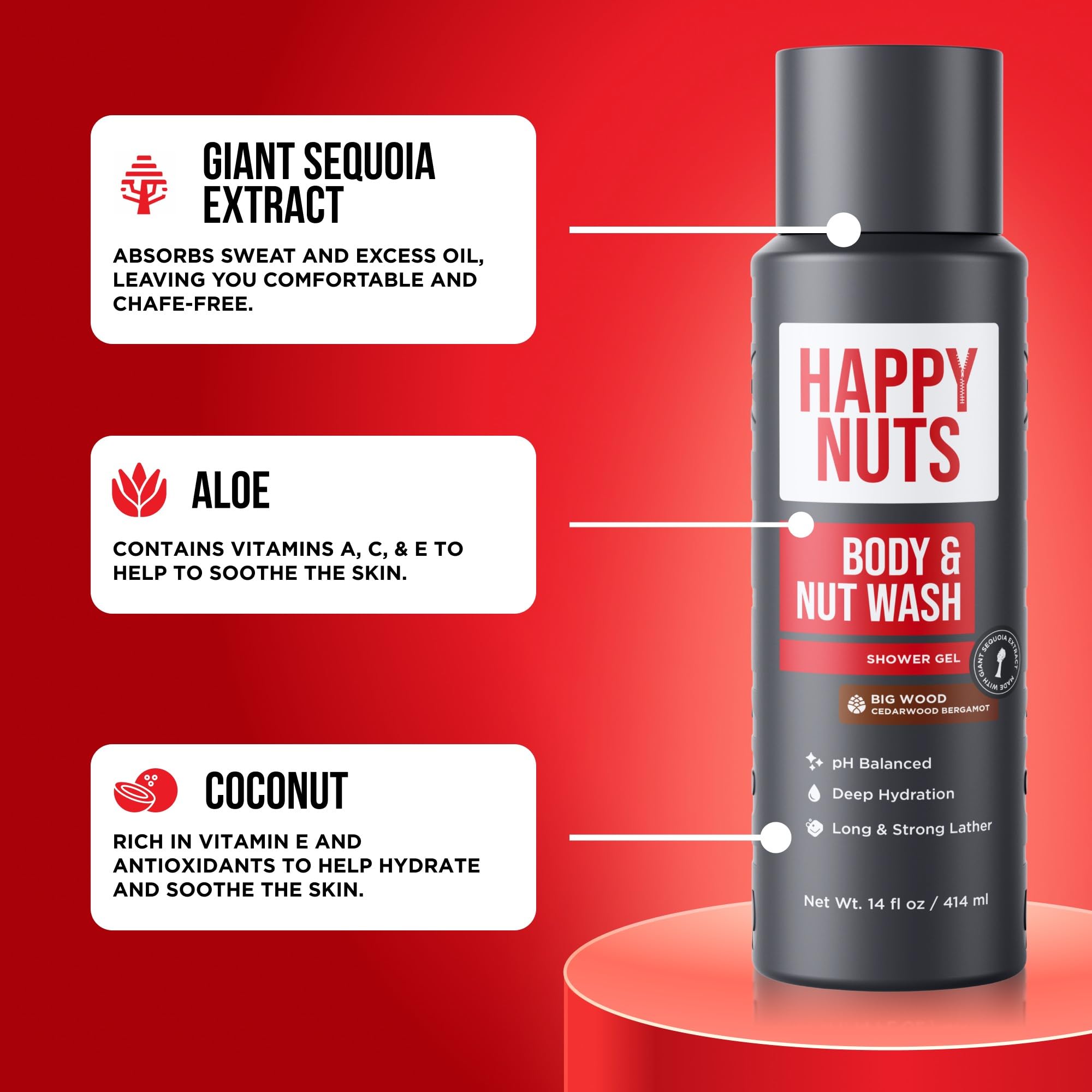 HAPPY NUTS Big Wood: mousse-riche, douceur et nettoyage efficace.