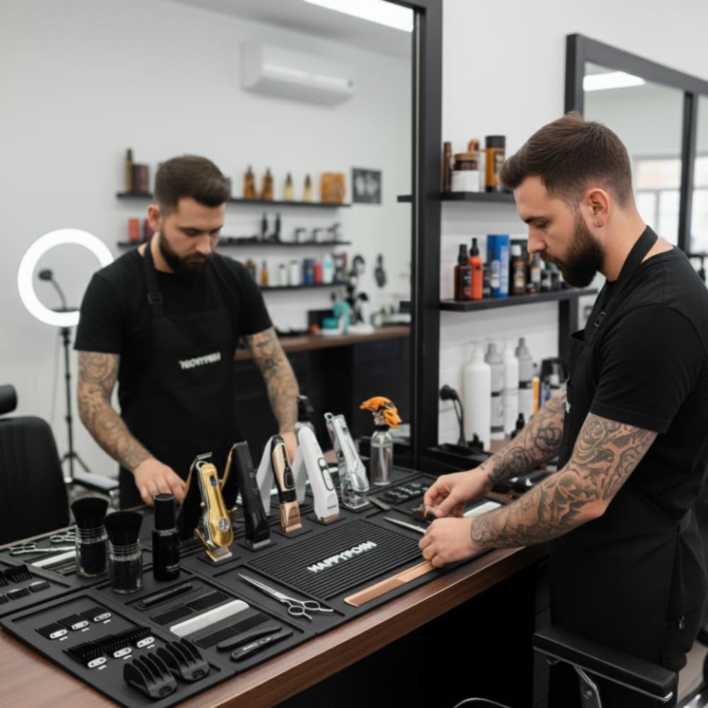 HAPPYPOSH conjunto de cuatro alfombras para barbero facilita la organización