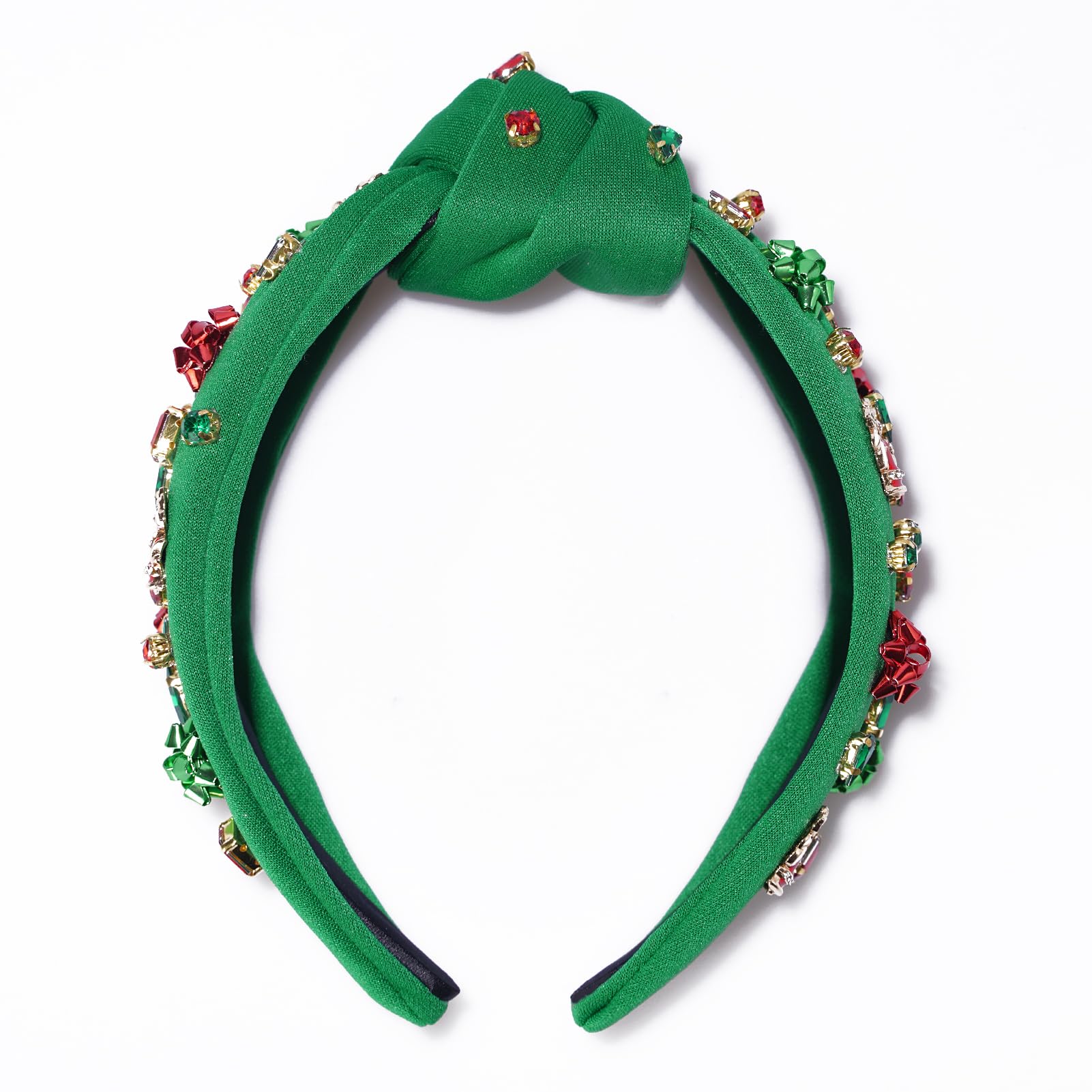 Haqptul diadema mujer look navidad verde, brillo discreto