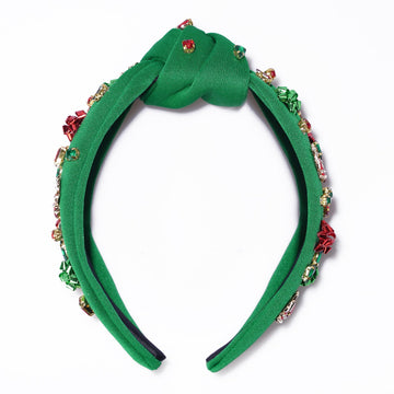 Haqptul diadema mujer look navidad verde, brillo discreto