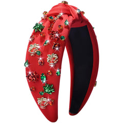 Haqptul diadema navideña verde con perlas, complemento festivo