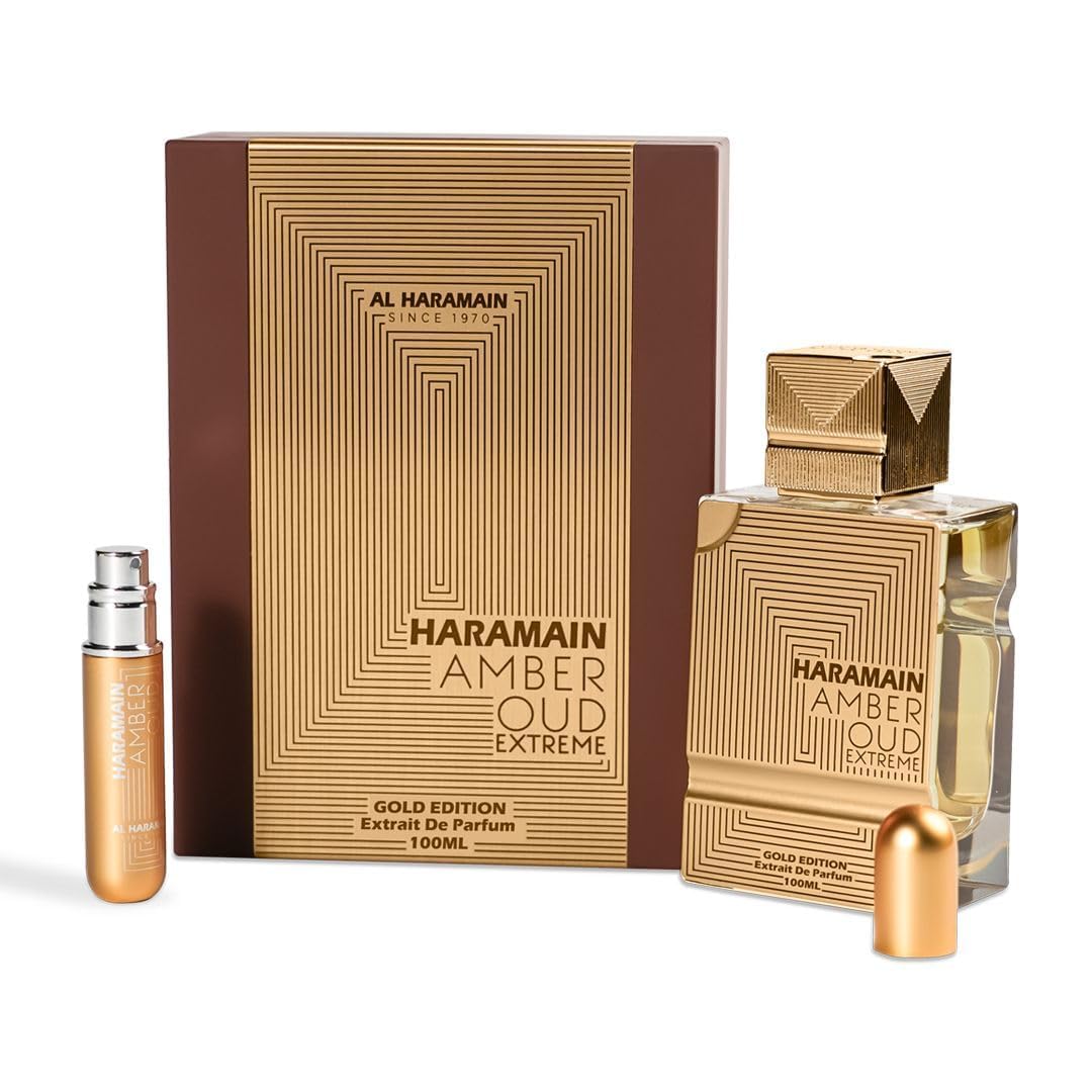 Al Haramain Amber Oud Extreme EDP, apertura cítrica de bergamota y notas verdes.