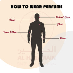 Al Haramain Amber Oud Extreme EDP, notas base de vainilla, almizcle y mirra para un acabado cálido.