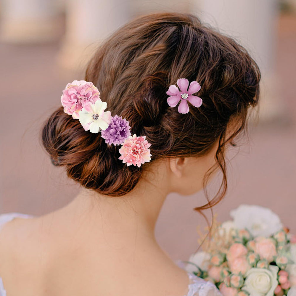 Harewu clip cabello flor seda color lavanda, efecto romántico para eventos
