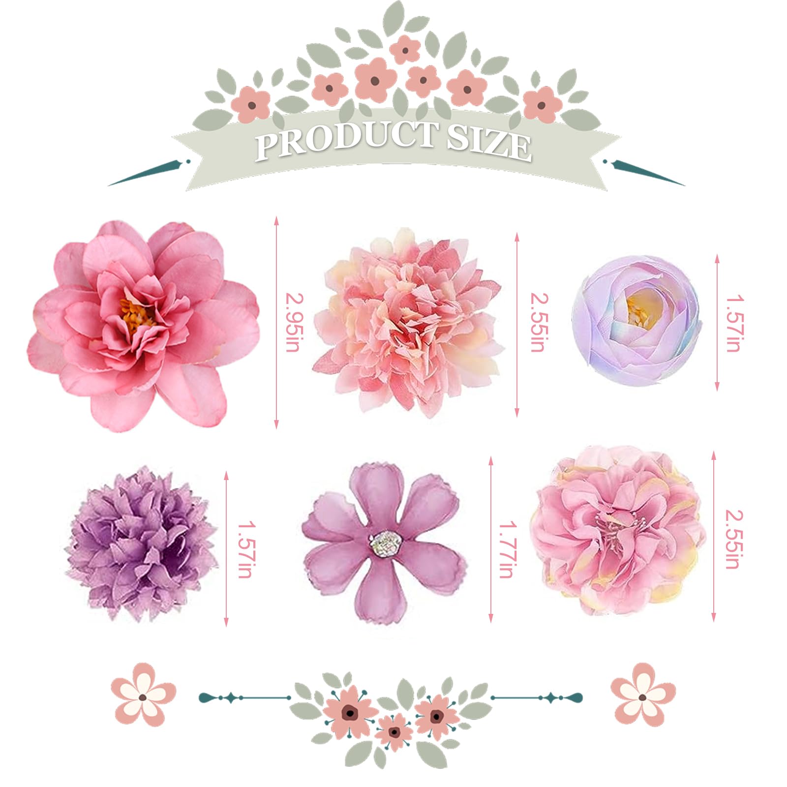 Harewu clip cabello flor seda multicolor, pétalos detallados para uso diario
