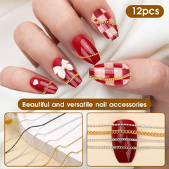 Cadenas Hariendny gris oscuro para uñas, estilo 3d con toque elegante.