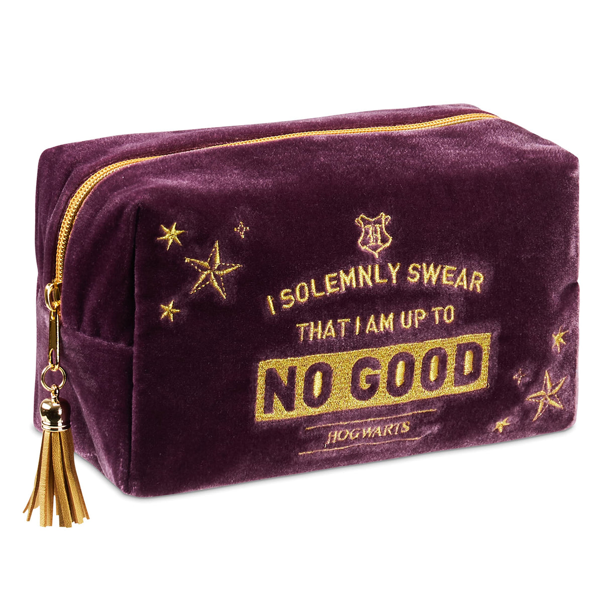 Harry Potter bolsa maquillaje de terciopelo púrpura para uso diario.