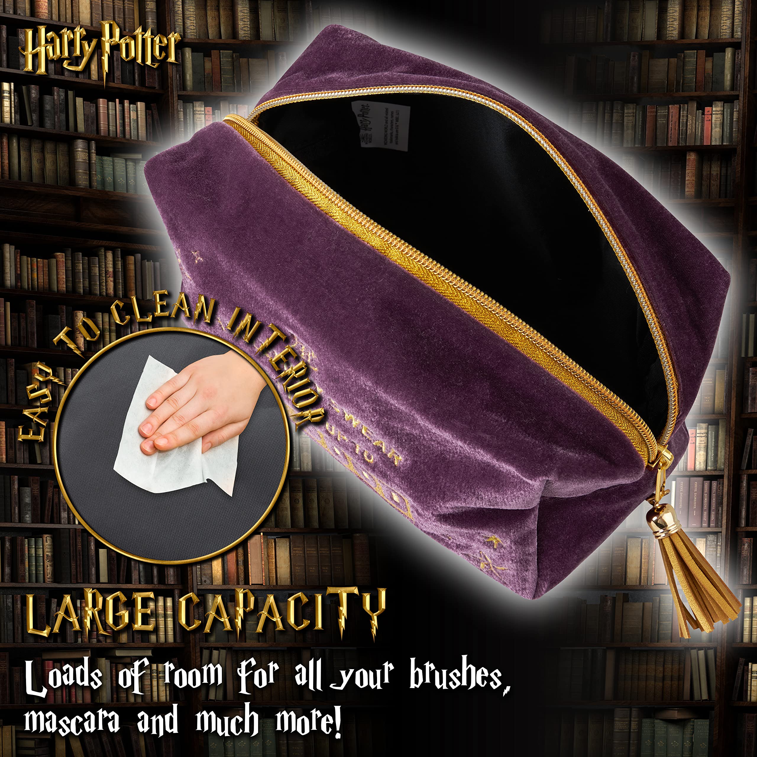 Harry Potter bolsa maquillaje terciopelo suave, ideal para transporte diario.