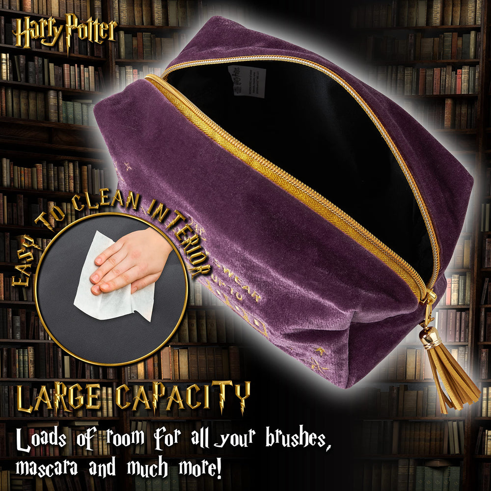 Harry Potter bolsa maquillaje terciopelo suave, ideal para transporte diario.