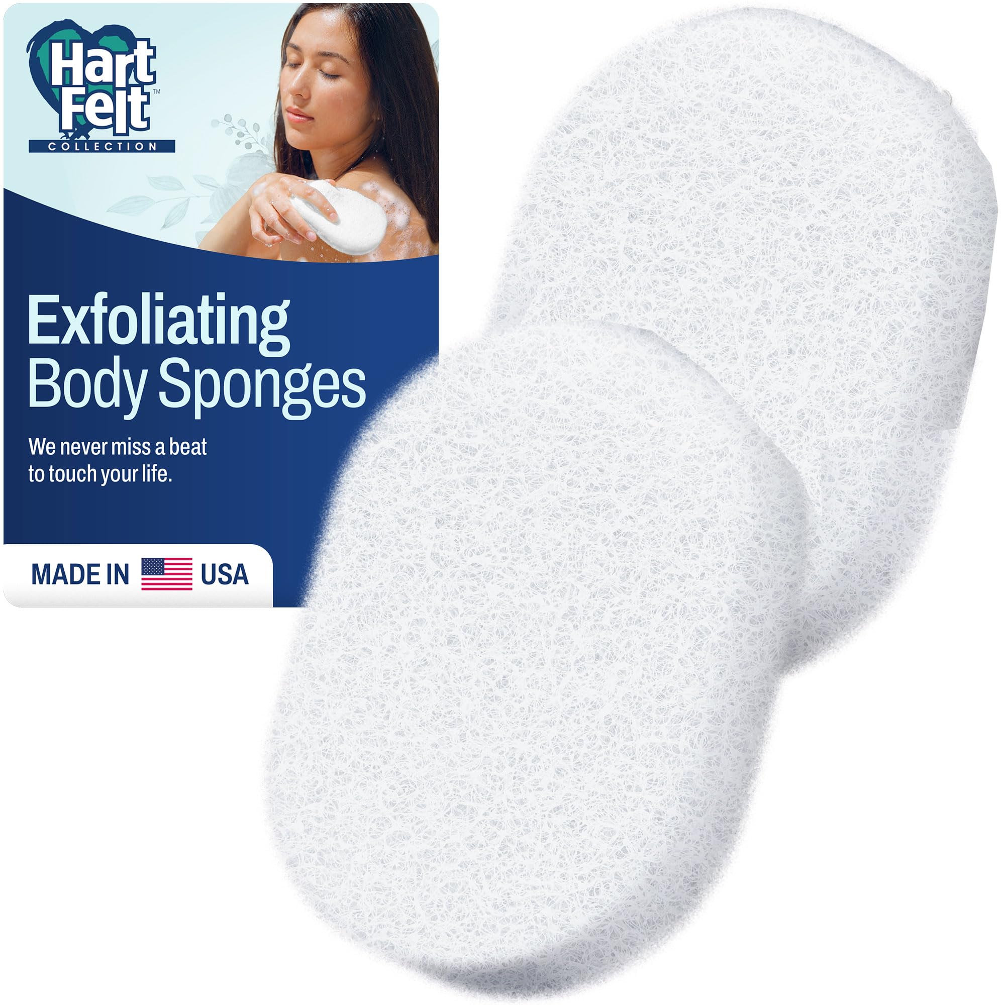 Esponja HartFelt para ducha suave exfoliante, piel limpia y renovada