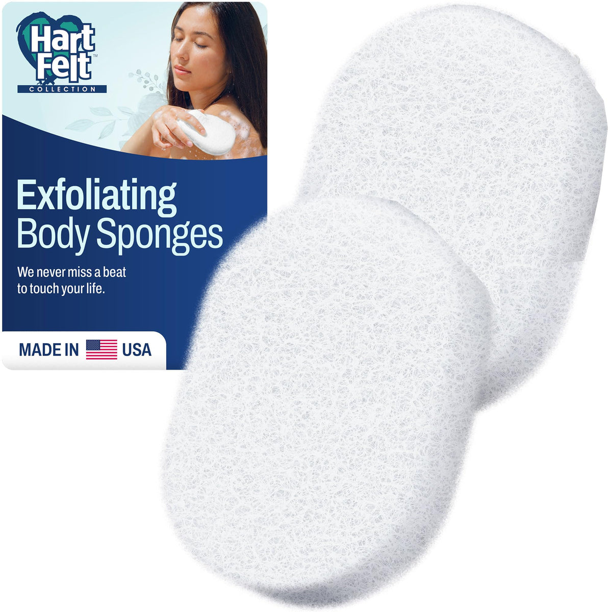 Esponja HartFelt para ducha suave exfoliante, piel limpia y renovada