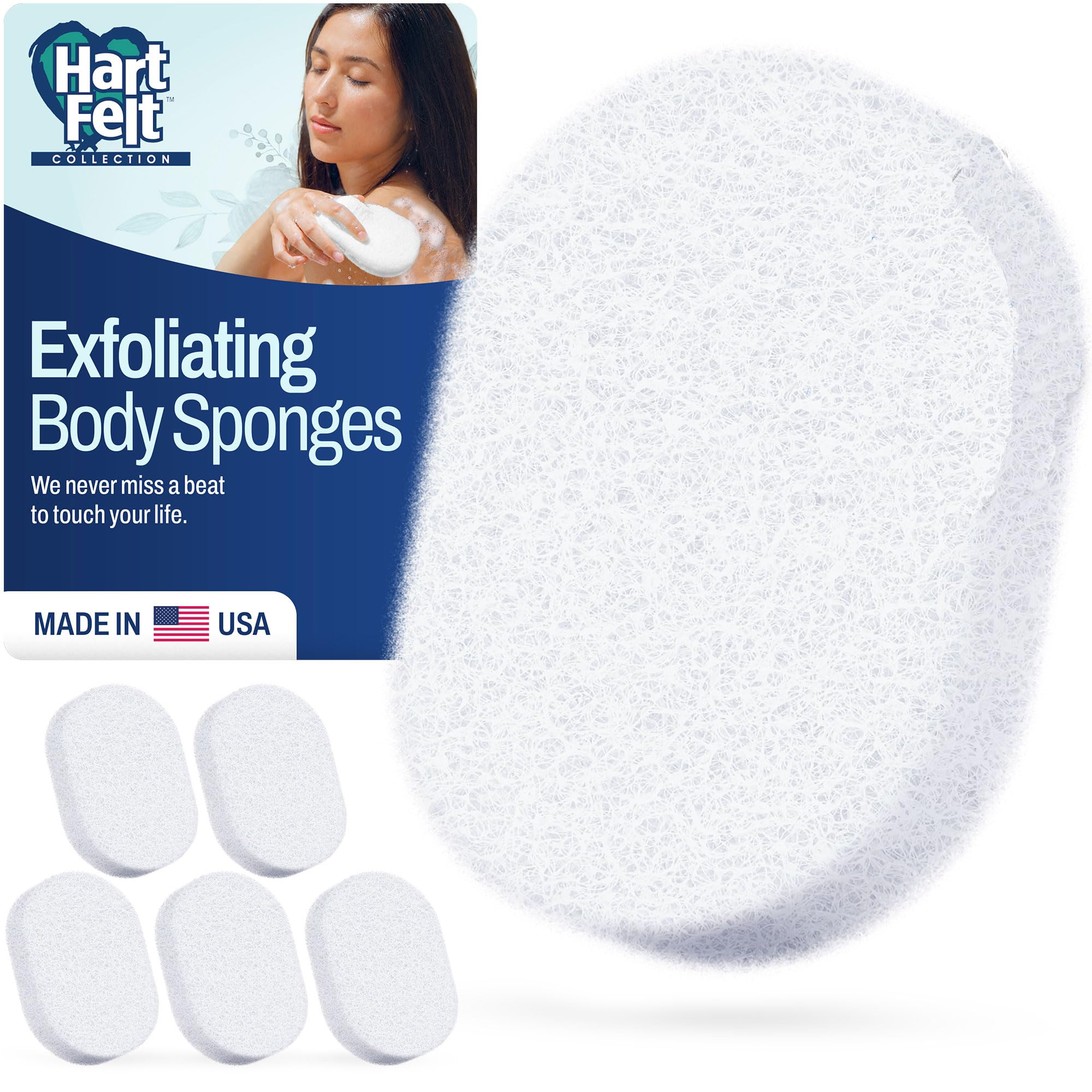 HartFelt esponja-ducha-ovalada facilita limpieza profunda y suave.