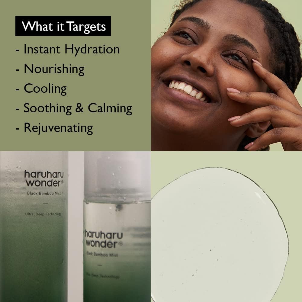 HARUHARU Wonder Black Bamboo Mist: cuidado para piel sensible con hidratación calmante
