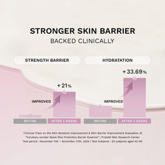 Gros plan sur l’application comme base maquillage avec HARUHARU Wonder Black Rice Probiotics Barrier Essence.