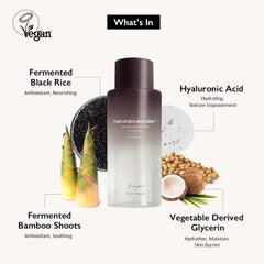 HARUHARU Wonder Black Rice Toner, sin fragancia: cuidado delicado para piel sensible.