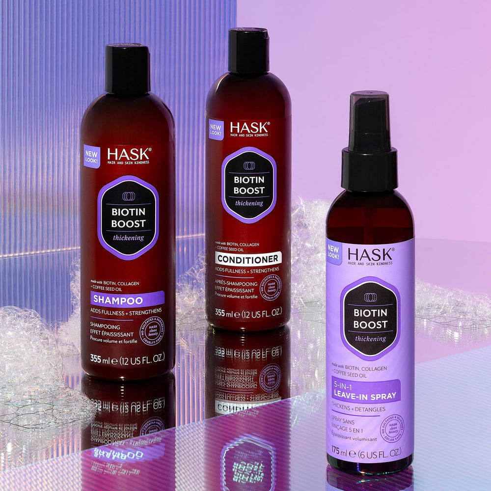 HASK Biotin Boost textura cabellera: mayor volumen visible y movimiento natural