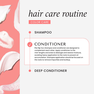 Aplicación del acondicionador HASK Color Care para desenredar sin dañar.
