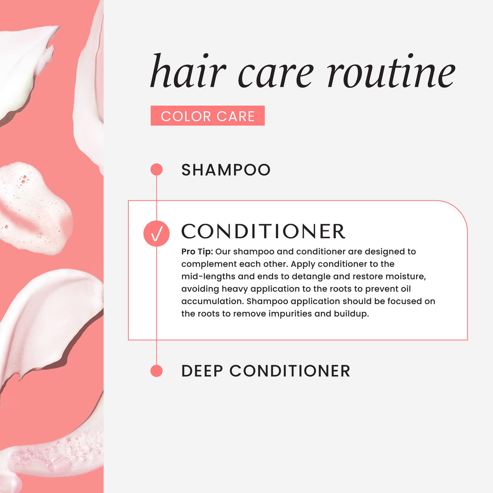 Aplicación del acondicionador HASK Color Care para desenredar sin dañar.