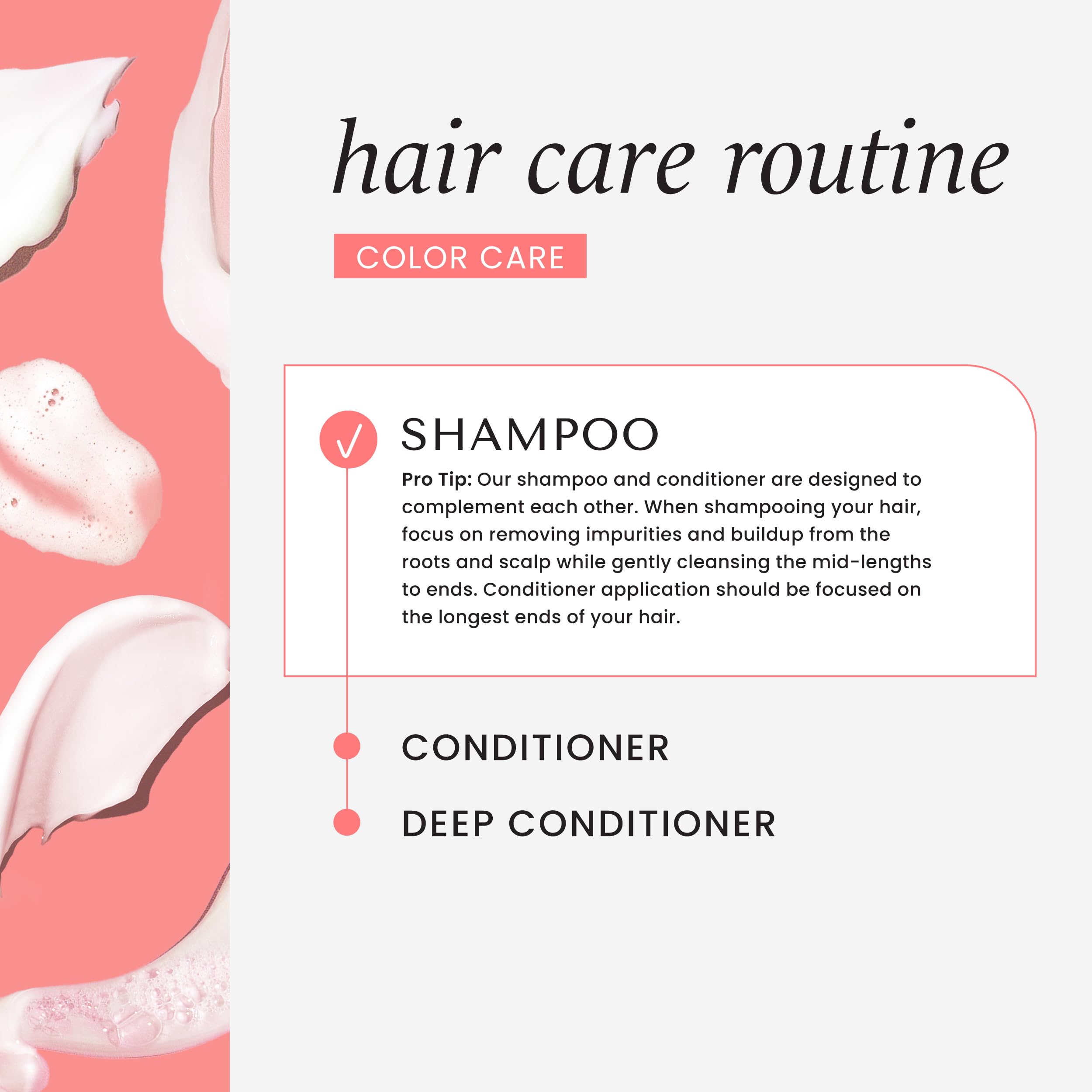 Textura cremosa del shampoo HASK Color Care en primer plano.