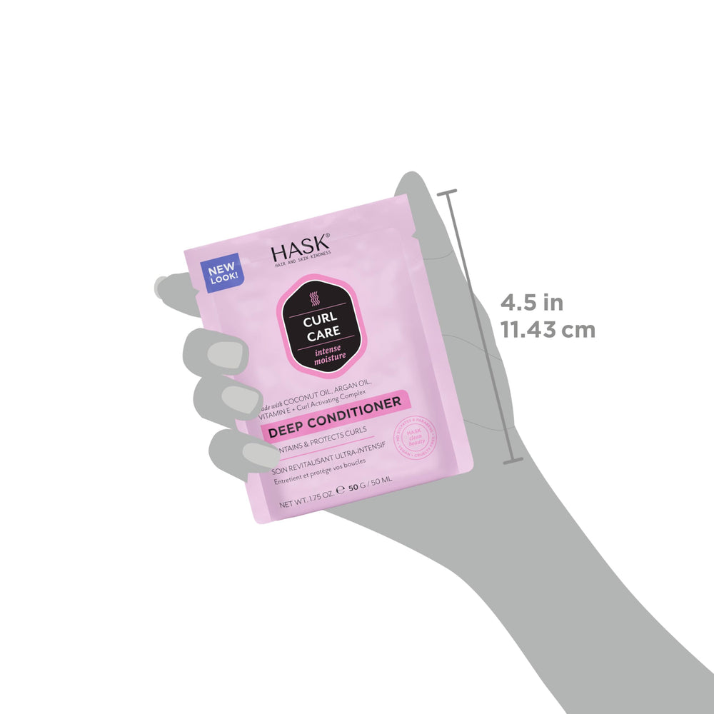 Uso de HASK Curl Care: aplicar en cabello mojado y masajear