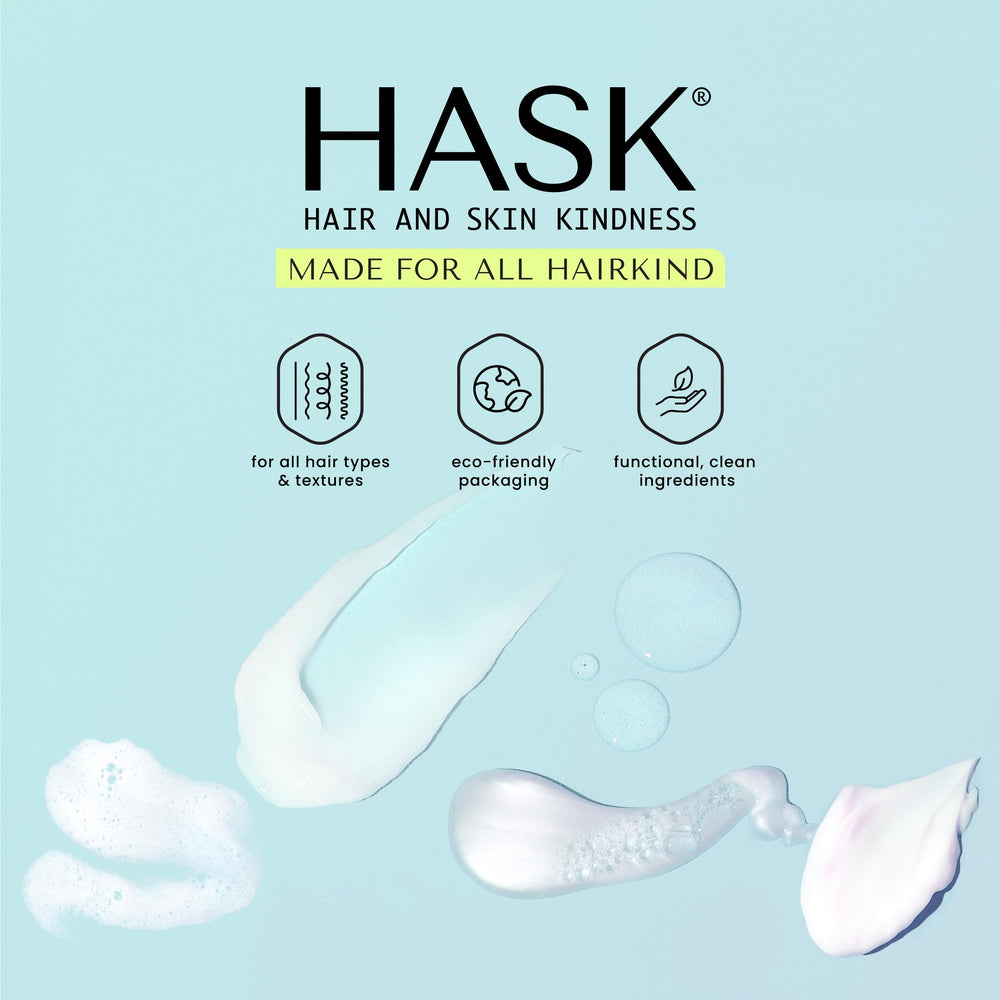 HASK ingredientes coco y argán, aroma suave y nutrición para el cabello.