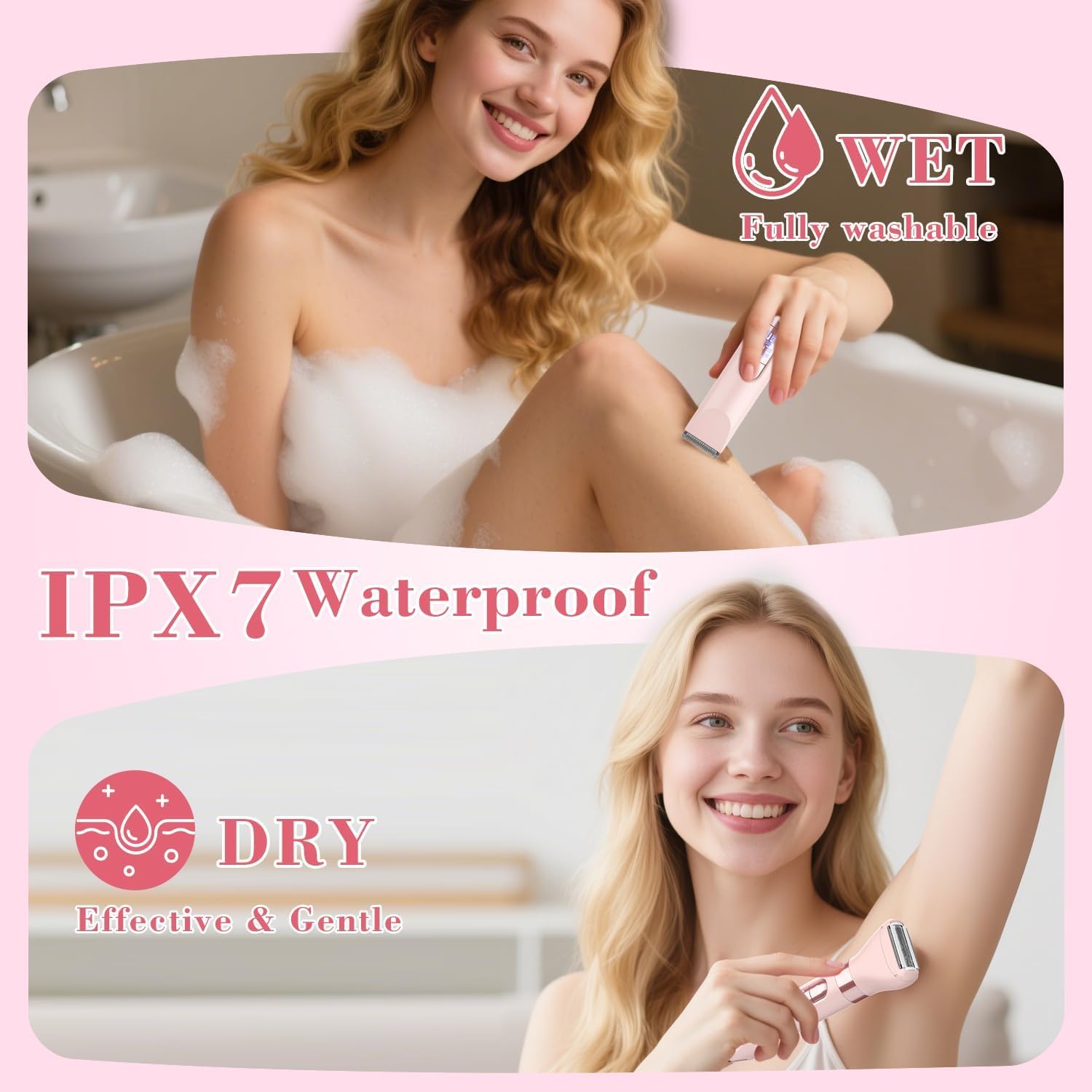 Uso en ducha con IPX7 de Hatteker, fácil de limpiar