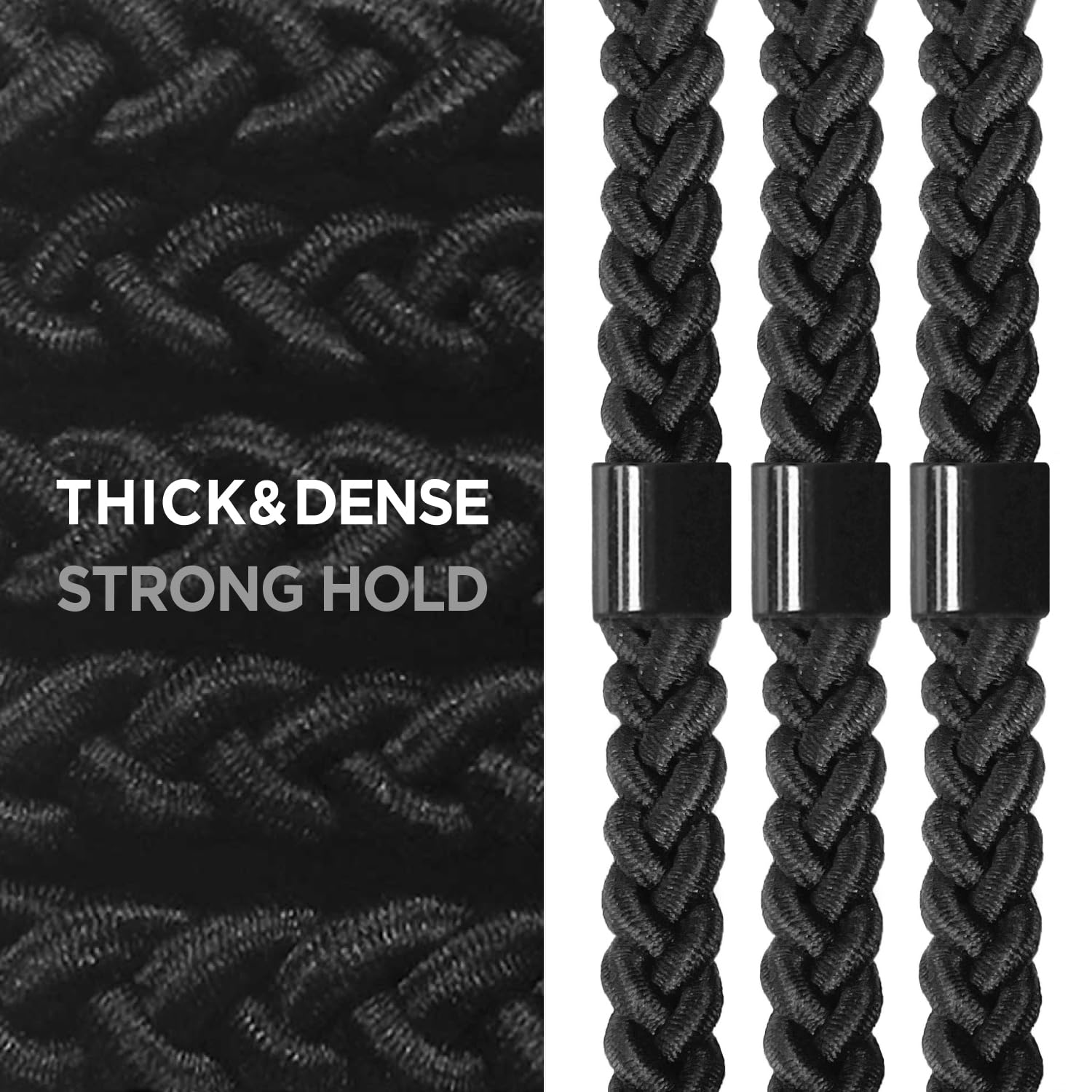 Pulsera-diseño Havhaf, elástico trenzado negro, versátil para cualquier atuendo.