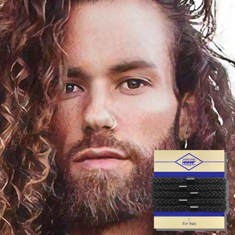 Set de 5 elásticos Havhaf para cabello masculino, negro, práctico y versátil.