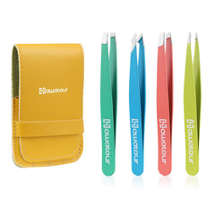 HAWATOUR pinzas conjunto 4 piezas para cejas, precisión para delinear y dar forma.