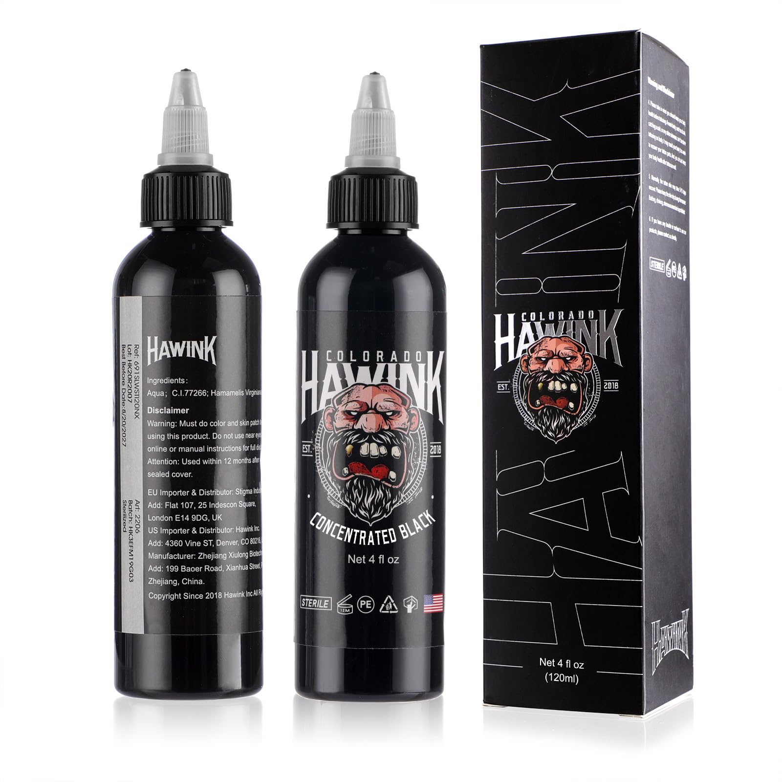 HAWINK tinta negra 120ml en envase compacto para color estable