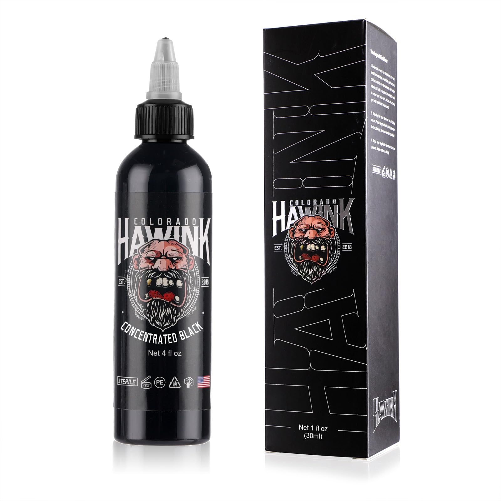 HAWINK tinta negra 4oz en botella para negros intensos