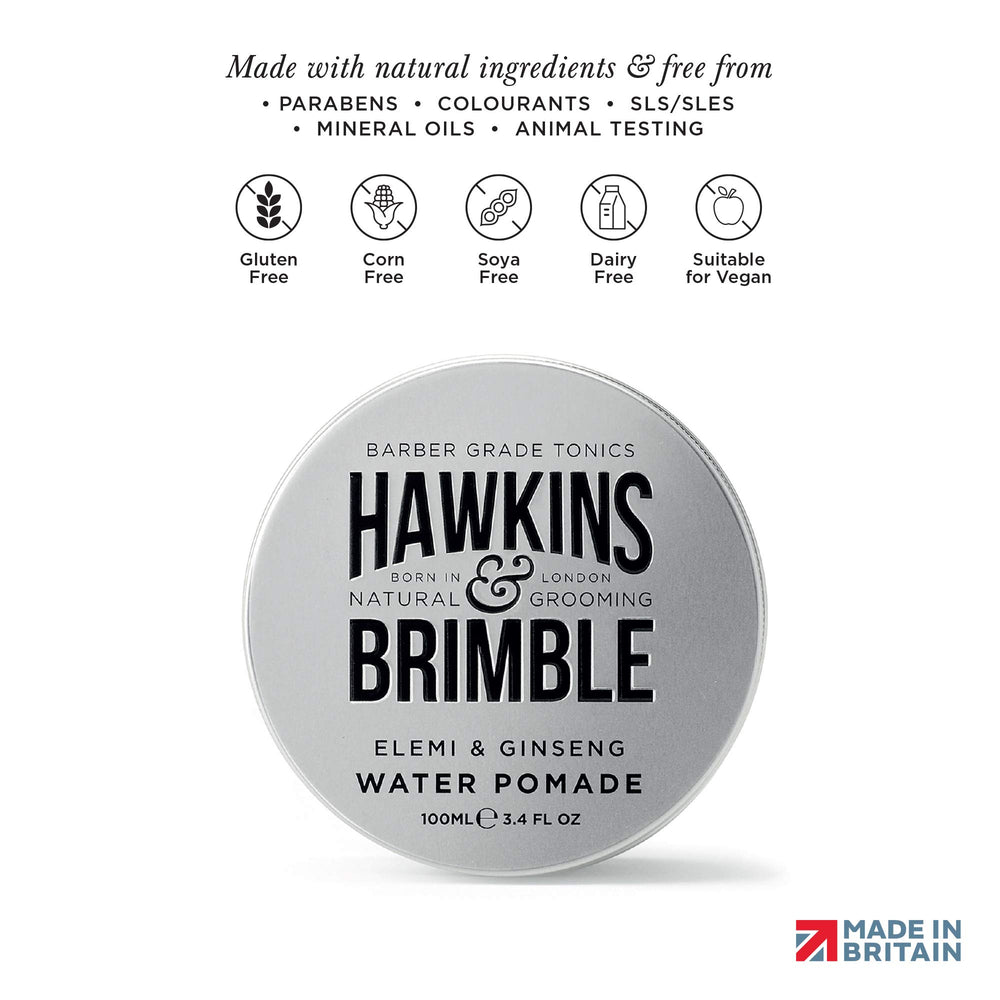 Aroma elemi y ginseng de Hawkins & Brimble para grooming.