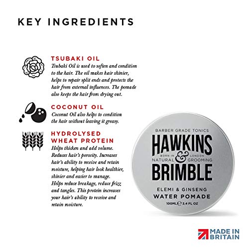 Hawkins & Brimble pomada, brillo natural para un acabado elegante.