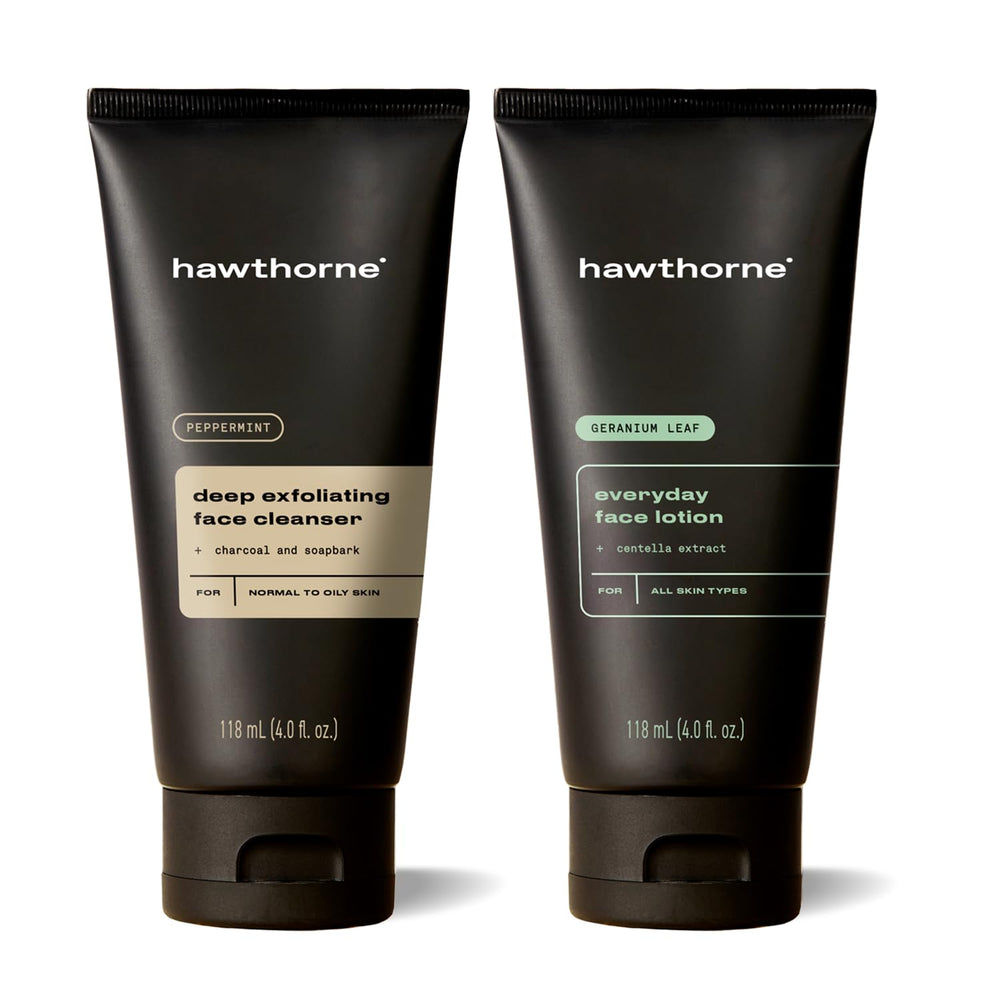 Hawthorne exfoliante facial para hombres, botella vertido, limpieza profunda y refrescante.