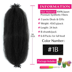 Hbegant Cabello afro 24 pulgadas, tres paquetes para volumen y estilo duradero.