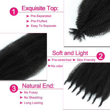 Hbegant Fibra sintética afro trenza 24 pulgadas, acabado suave y manejable.