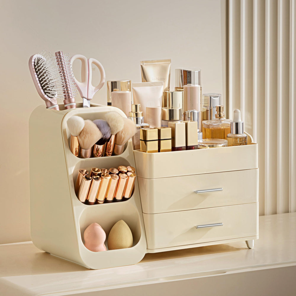 Solución de almacenamiento todo en uno para maquillaje y accesorios.