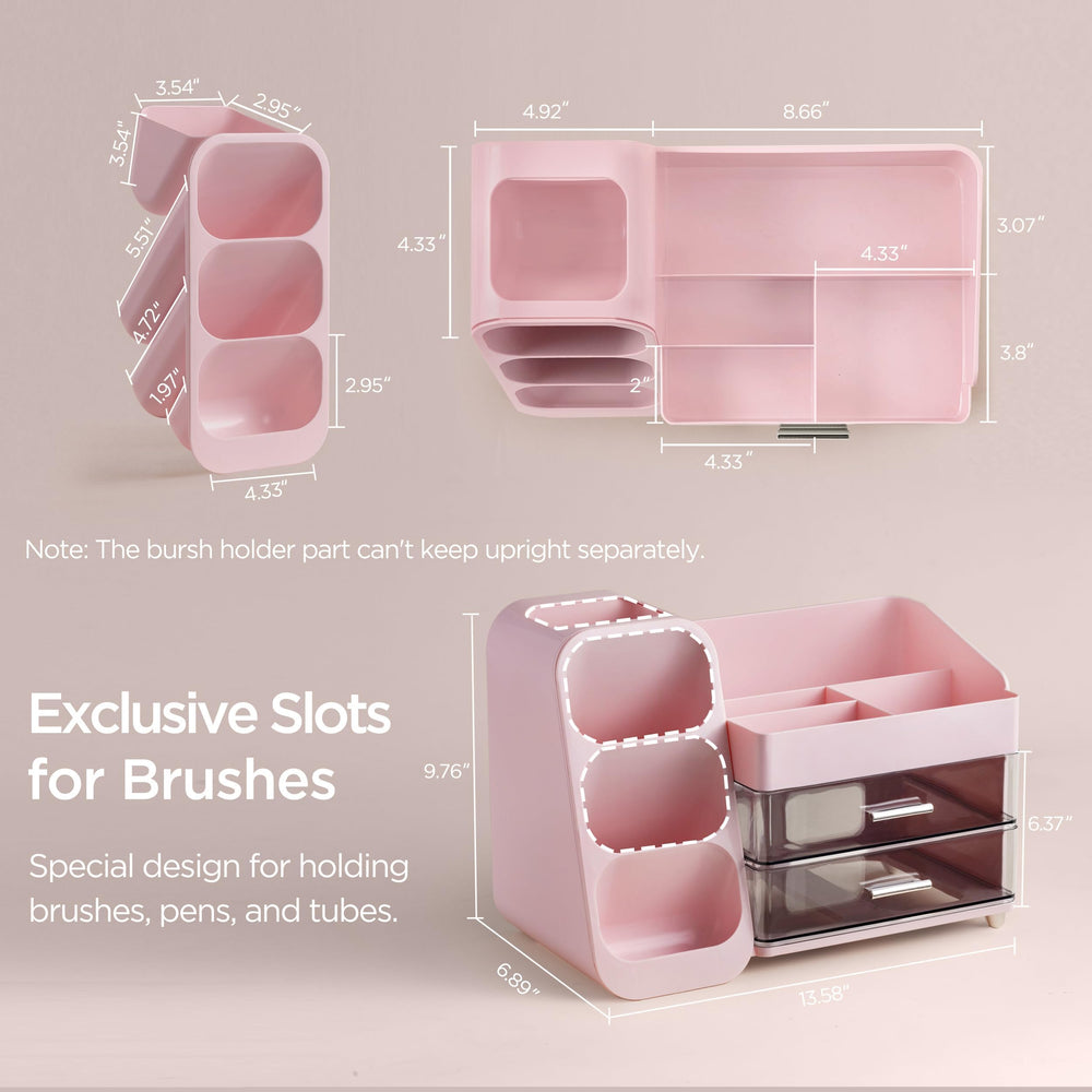HBlife organizador maquillaje ranuras brochas, identificación rápida