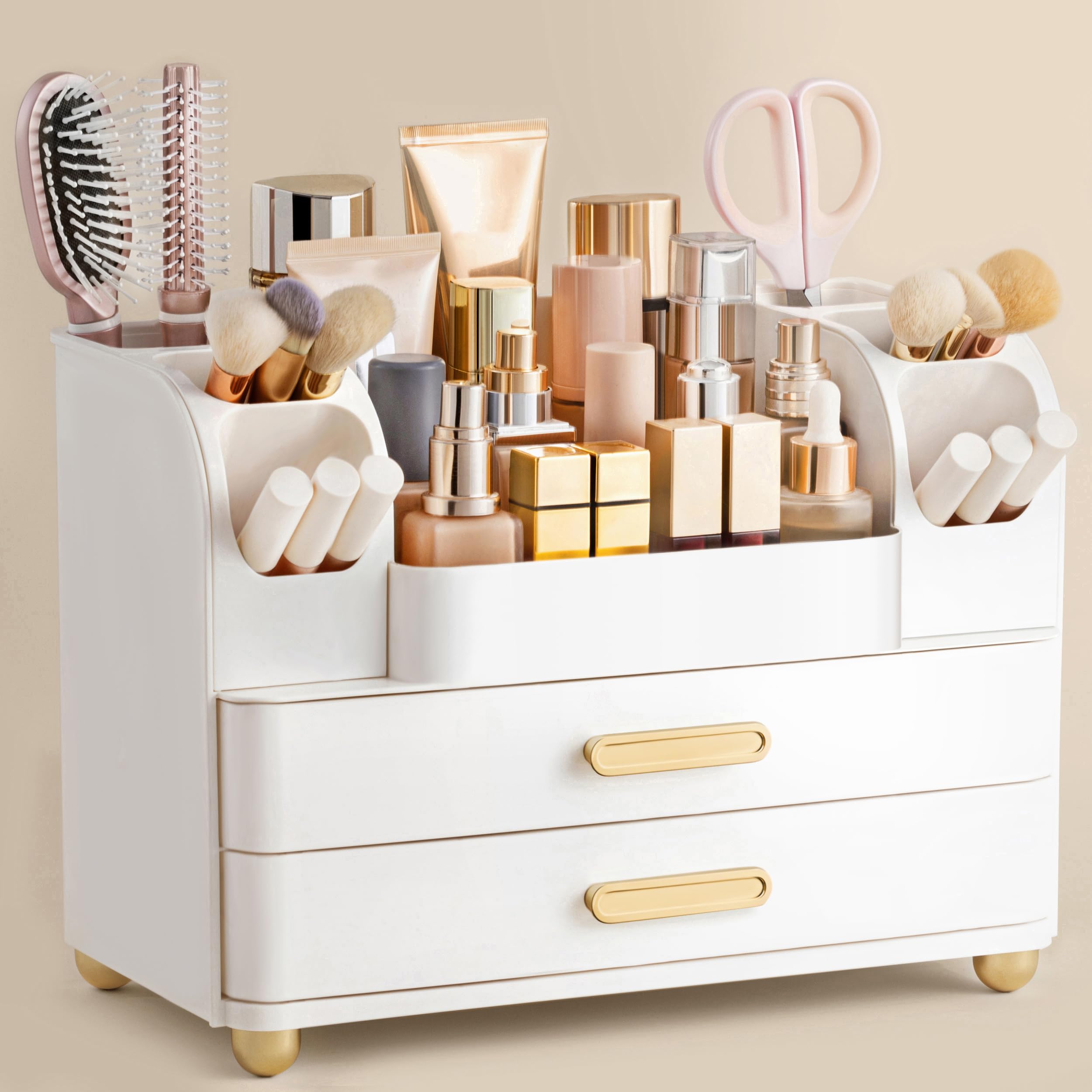 HBlife organizador para tocador con gran capacidad y compartimento superior.