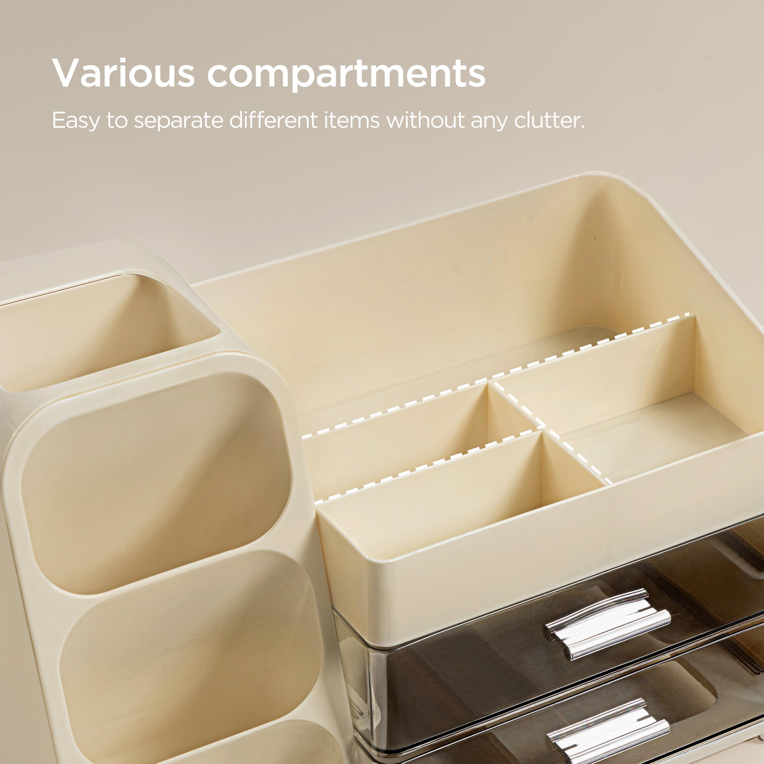 HBlife Range palette yeux et bouteilles, rangement clair et efficace.
