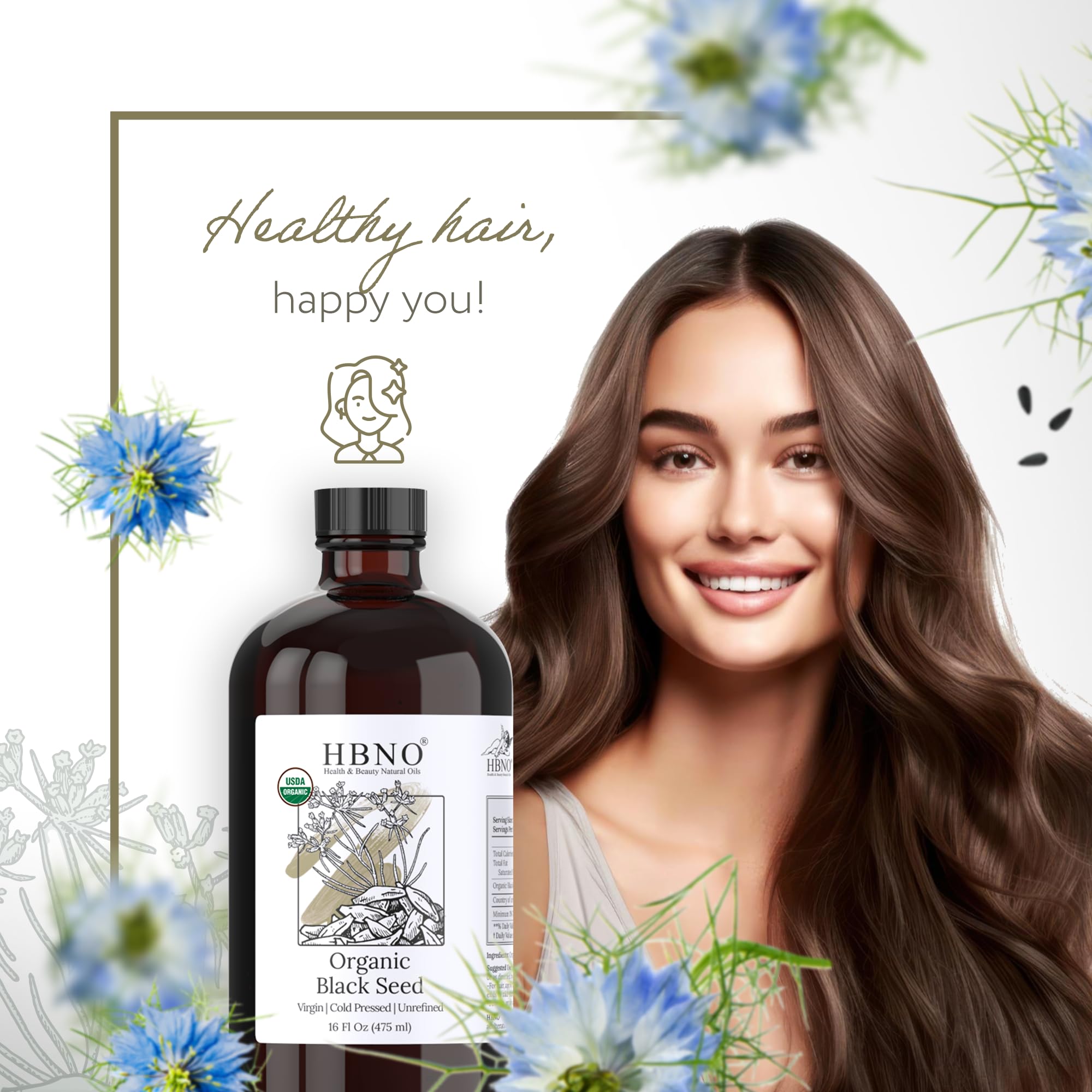 HBNO Organic Black Seed Oil dropper showing easy topical application