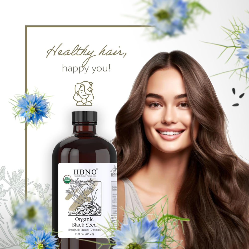 HBNO Organic Black Seed Oil dropper showing easy topical application
