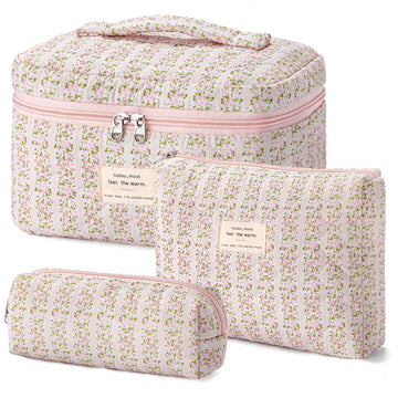 HBselect bolsa de maquillaje acolchada con estampado floral, ideal para organizar en casa.