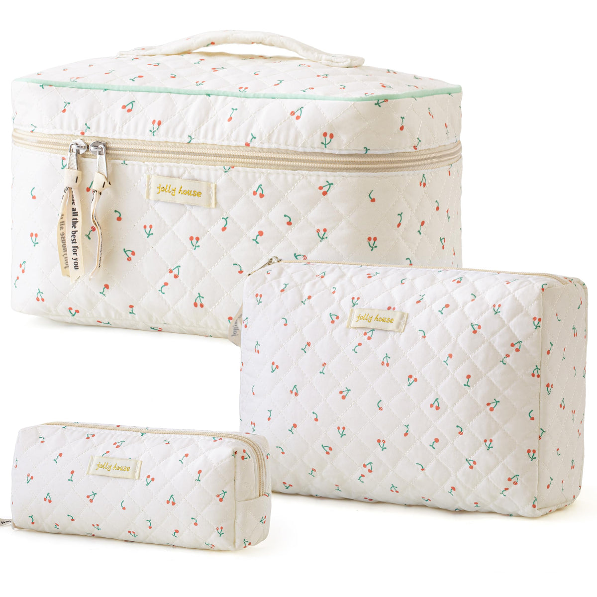 HBselect bolsa de maquillaje acolchada grande con diseño floral, ideal para viaje.